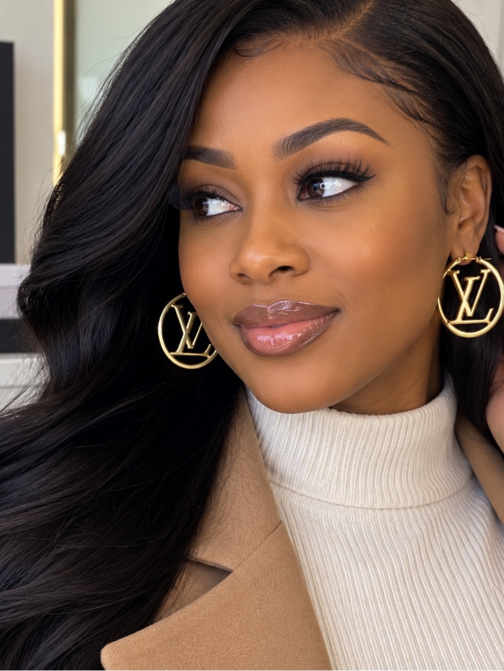 Louis Vuitton Gold LV Hoop Drop Earrings